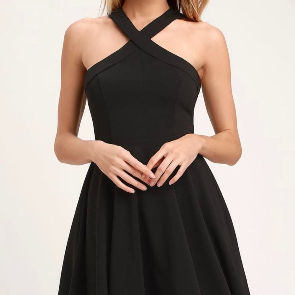 Lulus The Way You Look Tonight Black Skater Dress